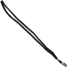 Deluxe Safety Lanyards, Metal Clip Fastener, 36" Long, Black, 24/box