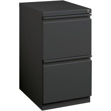 Lorell File/File Mobile Pedestal - 15" x 19.9" x 27.8" - 2 x Drawer(s) for File - Letter - Recessed Drawer, Security Lock, Ball-bearing Suspension, Casters - Charcoal - Recycled