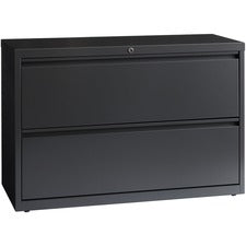 Lorell Lateral File - 2-Drawer - 42" x 18.6" x 28.1" - 2 x Drawer(s) - Legal, Letter, A4 - Lateral - Rust Proof, Leveling Glide, Interlocking, Ball-bearing Suspension - Charcoal - Baked Enamel - Recycled