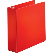 Business Source Basic Round Ring Binders - 3" Binder Capacity - Letter - 8 1/2" x 11" Sheet Size - Round Ring Fastener(s) - Vinyl - Red - 1.68 lb - 1 Each