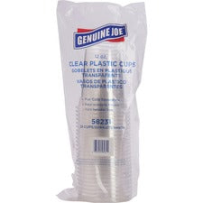 Genuine Joe Clear Plastic Cups - 12 fl oz - 25 / Pack - Clear - Plastic - Cold Drink