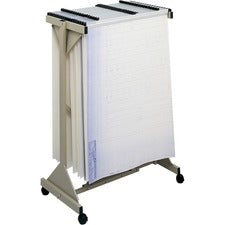 Mobile Plan Center Sheet Rack, 18 Hanging Clamps, 43.75w X 20.5d X 51h, Sand