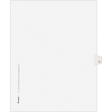 Avery&reg; Individual Legal Exhibit Dividers - Avery Style - Unpunched - 25 x Divider(s) - 25 Printed Tab(s) - Digit - 14 - 1 Tab(s)/Set - 8.5" Divider Width x 11" Divider Length - Letter - White Paper Divider - White Tab(s) - 25 / Pack