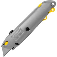Quick-change Utility Knife With Retractable Blade And Twine Cutter, 6" Metal Handle, Gray
