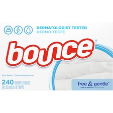 Bounce Free & Gentle Dryer Sheets - Sheet - 6.04" Width x 9" Length - 240 / Box - White