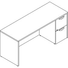 Lorell Prominence 2.0 Gray Elm Laminate Desk Unit - 66" x 24"29" , 1" Top, 0.1" Edge - 2 x File Drawer(s) - Single Pedestal on Right Side - Band Edge - Material: Particleboard - Finish: Thermofused Melamine (TFM)