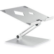 DURABLE RISE Laptop Stand - Up to 17" Screen Support - 12.6" Height x 9.1" Width x 11" Depth - Desktop, Tabletop - Aluminum - Silver