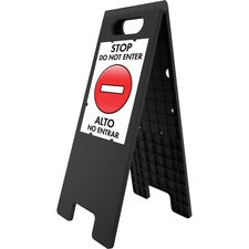 Headline Signs 2-Sided Floor Tent Sign - 1 Each - STOP DO NOT ENTER Print/Message - 10.5" Width - Dirt Resistant, Moisture Resistant, Heavy Duty, Sturdy - Plastic - Black