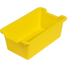 Deflecto Antimicrobial Rectangular Storage Bin - 5.1" Height x 13.2" Width x 8.1" Depth - Antimicrobial, Lightweight, Mold Resistant, Mildew Resistant, Handle, Portable, Stackable - Yellow - Polypropylene - 1 Each