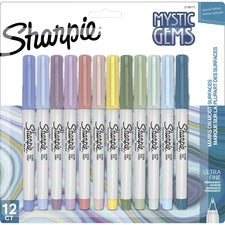 Sharpie Mystic Gems Permanent Markers - Ultra Fine Marker Point - Multi - 12 / Pack