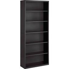 Lorell Fortress Series Charcoal Bookcase - 34.5" x 13" x 82" - 6 Shelve(s) - Material: Steel - Finish: Charcoal, Powder Coated