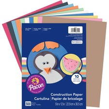 Prang Lightweight Construction Paper - Art Project, Craft Project, Fun and Learning, Cutting, Pasting - 9"Width x 12"Length - 45 lb Basis Weight - 50 / Pack - Assorted