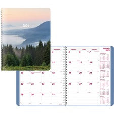 Brownline Mountain Monthly 2023 Planner - Monthly - 14 Month - December 2023 - January 2023 - Twin Wire - Nature's Hues - 11" Height x 8.5" Width - Ruled Daily Block, Reminder Section, Notes Area, Six Month Reference - 1 Each