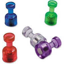 Officemate Push Pin Magnets - Translucent - 10 / Pack - Assorted