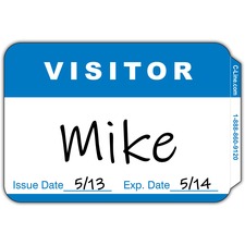 C-Line Visitor Name Tags - Blue, Peel & Stick, 3-1/2 x 2-1/4, 100/BX, 92245