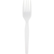 Genuine Joe Heavyweight White Plastic Forks - 100/Box - Polystyrene - White
