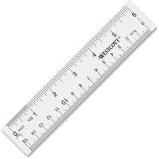 Westcott See-Through Acrylic Rulers - 6" Length 1" Width - 1/16 Graduations - Imperial, Metric Measuring System - Acrylic - 1 Each - Clear