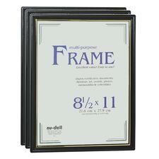 Easy Slide-In Document Frame - Holds 8.50" x 11" Insert - Horizontal, Vertical - 3 / Pack - Plastic - Black