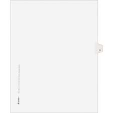 Avery&reg; Individual Legal Exhibit Dividers - Avery Style - Unpunched - 25 x Divider(s) - 25 Printed Tab(s) - Digit - 11 - 1 Tab(s)/Set - 8.5" Divider Width x 11" Divider Length - Letter - White Paper Divider - White Tab(s) - 25 / Pack