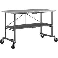 Cosco Commercial SmartFold Portable Workbench - Four Leg Base - 4 Legs x 52" Table Top Width x 25.50" Table Top Depth - 34.70" Height - Assembly Required - Gray - Stainless Steel - Stainless Steel Top Material