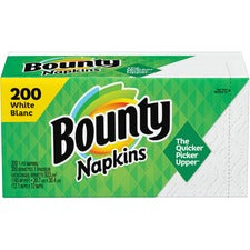 Bounty Quilted Napkins - 1 Ply - 12" x 12" - White - Paper - Quilted, Soft, Absorbent, Strong, Durable - For Food Service, School, Office - 200 / Pack