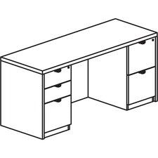 Lorell Prominence 2.0 Gray Elm Laminate Desk Unit - 66" x 24"29" , 1" Top, 0.1" Edge - 2 x File Drawer(s) - Double Pedestal on Left/Right Side - Band Edge - Material: Particleboard - Finish: Thermofused Melamine (TFM)