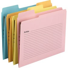 Smead SuperTab 1/3 Tab Cut Letter Recycled Top Tab File Folder - 8 1/2" x 11" - 1 x 2K Fastener(s) - Top Tab Location - Pink, Yellow, Goldenrod, Aqua - 10% Recycled - 24 / Pack