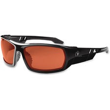 Ergodyne Skullerz Odin Copper Lens Safety Glasses - Durable, Flexible, Non-slip, Scratch Resistant, Anti-fog, Perspiration Resistant, Comfortable - Ultraviolet Protection - Black - 1 Each