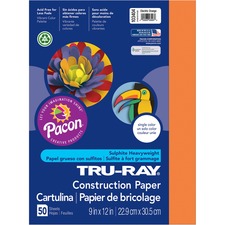 Tru-Ray Construction Paper - Art Project - 12"Width x 9"Length - 50 / Pack - Electric Orange - Sulphite