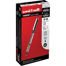 uniball&trade; Vision Rollerball Pen - Ultra Micro Pen Point - 0.38 mm Pen Point Size - Black - 1 Dozen