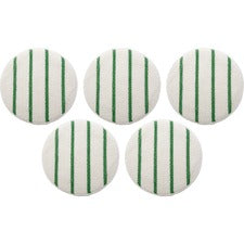 Rubbermaid Commercial Green Stripe Carpet Bonnet - 5/Carton x 19" Diameter - 175 rpm to 300 rpm Speed Supported - White, Green