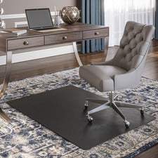 Deflecto EconoMat Chair Mat - Floor, Office, Carpeted Floor, Breakroom - 53" Length x 45" Width - Rectangle - Vinyl - Black