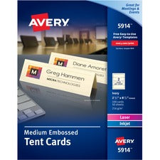 Avery&reg; Sure Feed Embossed Tent Cards - 79 Brightness2 1/2" x 8 1/2" - Embossed - 1 / Pack - FSC Mix - Rounded Corner, Heavyweight