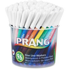 Prang Fine Line Classic Markers Set - Fine Marker Point - 2.75 mm Marker Point Size - Black, Blue, Brown, Gray, Green, Light Blue, Light Green, Orange, Pink, Purple, Red, ... - 96 Each