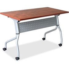 Lorell Cherry Flip Top Training Table - Rectangle Top - Four Leg Base - 4 Legs x 23.60" Table Top Width x 60" Table Top Depth - 29.50" Height x 59" Width x 23.63" Depth - Assembly Required - Cherry - Nylon