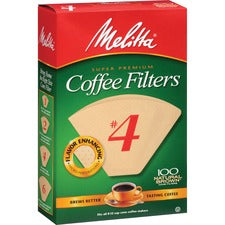 Melitta Super Premium No. 4 Coffee Filters - Gluten-free, Double Crimped, Disposable, Burst Resistant, Tear Resistant - 100 / Pack - Brown