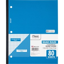 Mead Quad Wireless Neatbook Notebook - Letter - 80 Sheets - Both Side Ruling Surface - Letter - 8 1/2" x 11" - White Paper - Micro Perforated - 1 Each