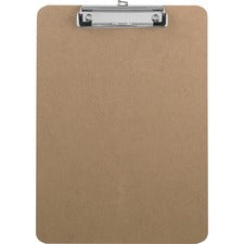 Business Source Flat Clip Clipboard - 9" x 12 1/2" - Hardboard - Brown - 1 Each