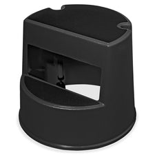 Rolling Step Stool, Curved Design, 2-step, Retracting Casters, 350 Lb Capacity, 16" Diameter X 13.5"h, Black