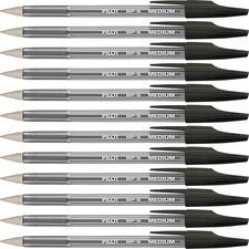 Pilot Better BP-S Ball Stick Pens - Medium Pen Point - 1 mm Pen Point Size - Refillable - Black - Crystal, Clear Barrel - Stainless Steel Tip - 1 Dozen