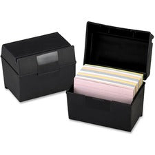 Plastic Index Card File, Holds 400 4 X 6 Cards, 6.5 X 4.78 X 5.25, Black