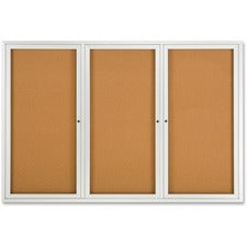 Quartet Enclosed Bulletin Board for Indoor Use - 48" Height x 72" Width - Brown Natural Cork Surface - Hinged, Self-healing, Shatter Proof, Rounded Corner, Durable - Silver Aluminum Frame - 1 Each