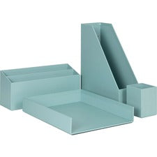 U Brands 4 Piece Desk Organization Kit - 4.1" Height x 9.8" Width12" Length - Desktop - Sturdy, Lightweight - Teal - Chipboard, Paper - 1 Each