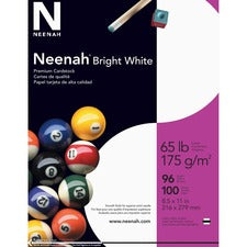 Neenah Bright White Cardstock - Letter - 8 1/2" x 11" - 65 lb Basis Weight - Smooth - 100 / Pack - Acid-free, Lignin-free