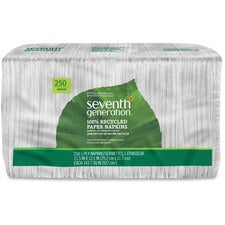 Seventh Generation 100% Recycled Paper Napkins - 1 Ply - 11.50" x 12.50" - White - Paper - Soft, Absorbent, Hypoallergenic, Non-chlorine Bleached, Fragrance-free - For Food Service - 250 Per Pack - 250 / Pack