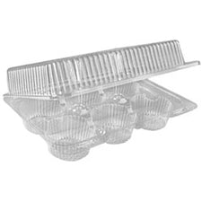 SEPG Hinged 6-Count 2.5" Cupcake Container - Storing, Food - Clear - Polyethylene Terephthalate (PET) Body - 150 / Carton