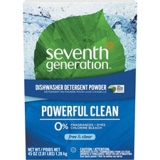 Seventh Generation Dishwasher Detergent - Powder - 45 oz (2.81 lb) - Free & Clear Scent - 1 Each - Clear