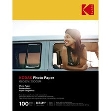 Kodak Glossy Photo Paper - Letter - 8 1/2" x 11" - Glossy - 100 / Pack - Smear Proof, Smudge Proof
