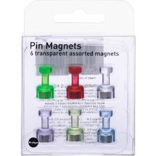 MasterVision Planning Board Magnetic Push Pins - 0.3" Diameter - 1 Each - Gray, Blue, Red