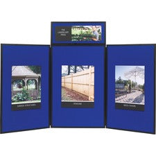 Quartet Show-It! 3-sided Display System - 36" Height x 72" Width - Gray Fabric, Blue Surface - Dual Sided, Lightweight, Resilient, Durable, Tackable - 3 - 1 Each